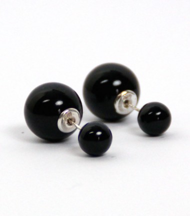 Pendientes Doble Perla Negra Pendientes Doble Perla Negra