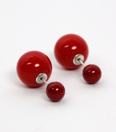 Pendientes Doble Perla Roja Pendientes Doble Perla Roja