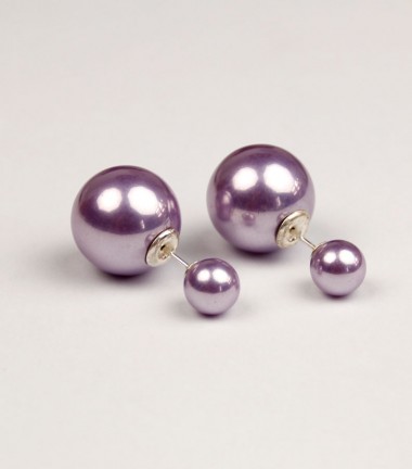Pendientes Doble Perla Malva Pendientes Doble Perla Malva