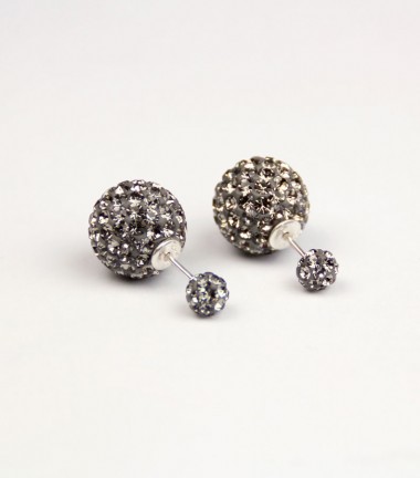 Pendientes Doble Bola Cristal Blanco Pendientes Doble Bola Cristal Blanco