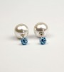 Pendientes Doble Perla Cristal Azul