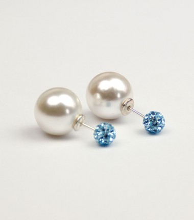 Pendientes Doble Perla Cristal Azul Pendientes Doble Perla Cristal Azul