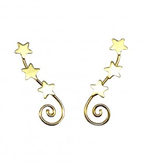 Pendientes Trepadores Espiral Estrellas Baño Oro