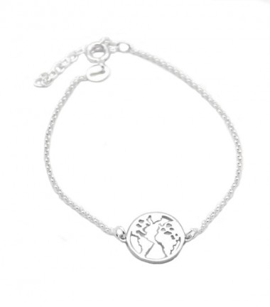 Pulsera con Cadena Mundo en Plata Pulsera con Cadena Mundo en Plata