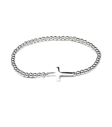 Pulsera Bolas Plata Cruz Pulsera Bolas Plata Cruz