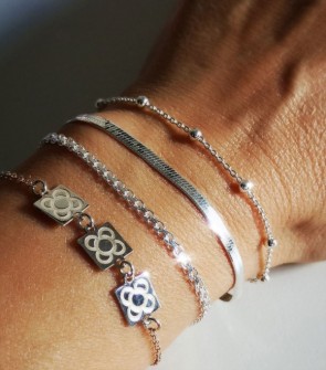 Pulsera con Cadena Baldosa en Plata