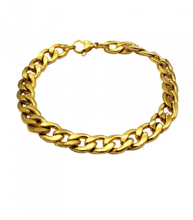 Pulsera de Cadena Barbada en Acero con baño dorado Pulsera de Cadena Barbada en Acero con baño dorado