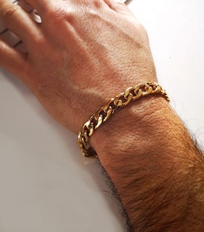 Pulsera de Cadena Barbada en Acero con baño dorado