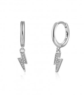 Pendientes Aros Rayo Circonita Plata